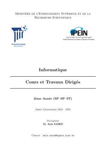 Manuel Cours et TD – 2ème année