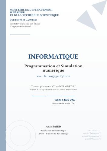 Manuel des TP – 1ère année